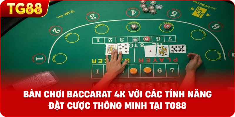 Hình ảnh bàn chơi Baccarat 4K với các tính năng đặt cược thông minh tại TG88
